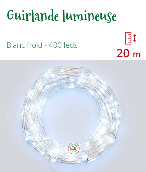 Guirlande lumineuse Blanc Froid - 400 leds - 20 m